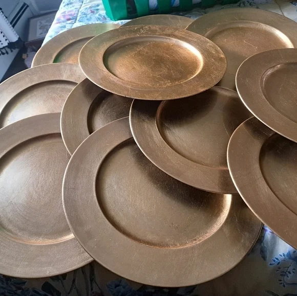 BOWRING tradition gold charger plates lacquered 13" round wedding holiday 12 - Picture 13 of 15